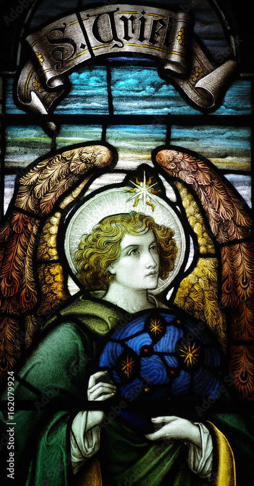Archangel Uriel in stained glass