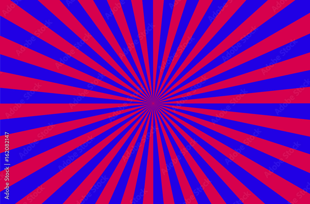 Fototapeta premium Vector background of blue and red rays