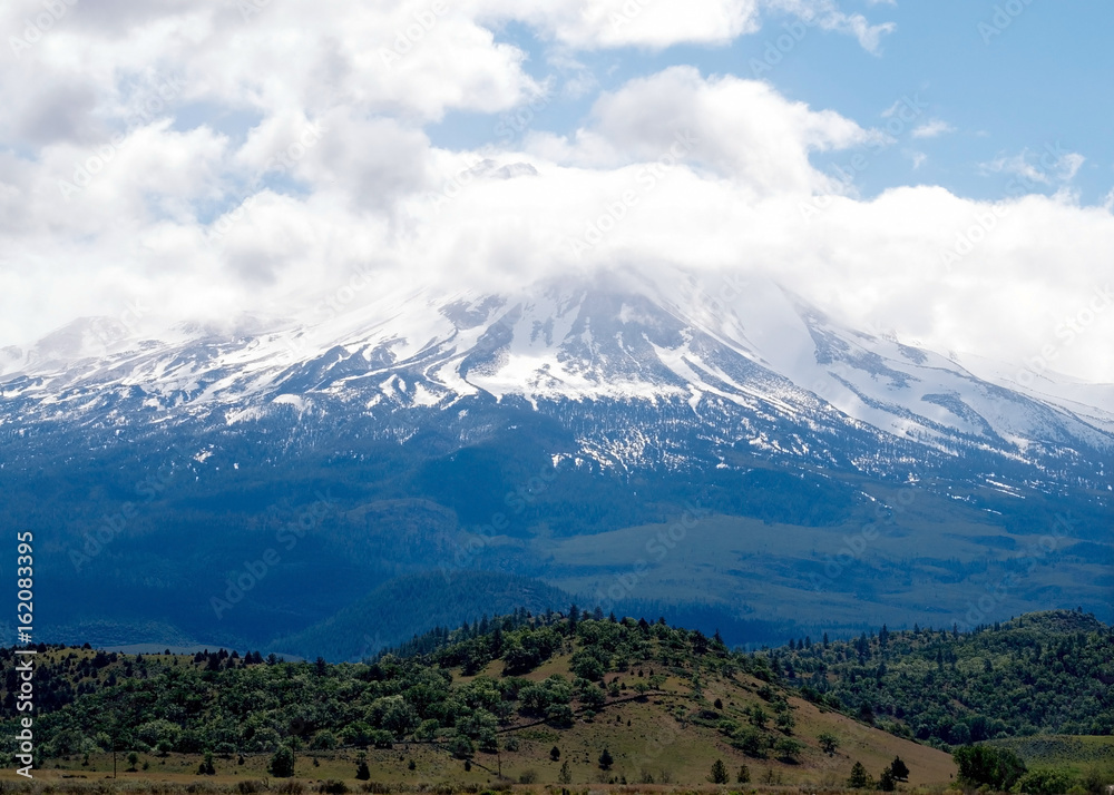 Mount Shasta viewed from the Weed Rest Stop in California, USA, along highway I-80