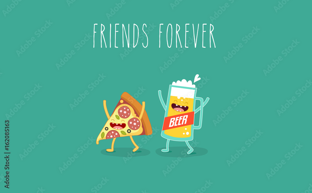 Fototapeta premium Funny fast food set. Vector illustration
