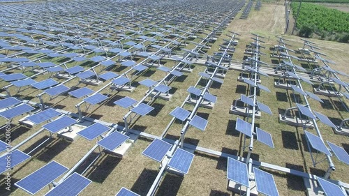 Solar panels - aerial view - 4k