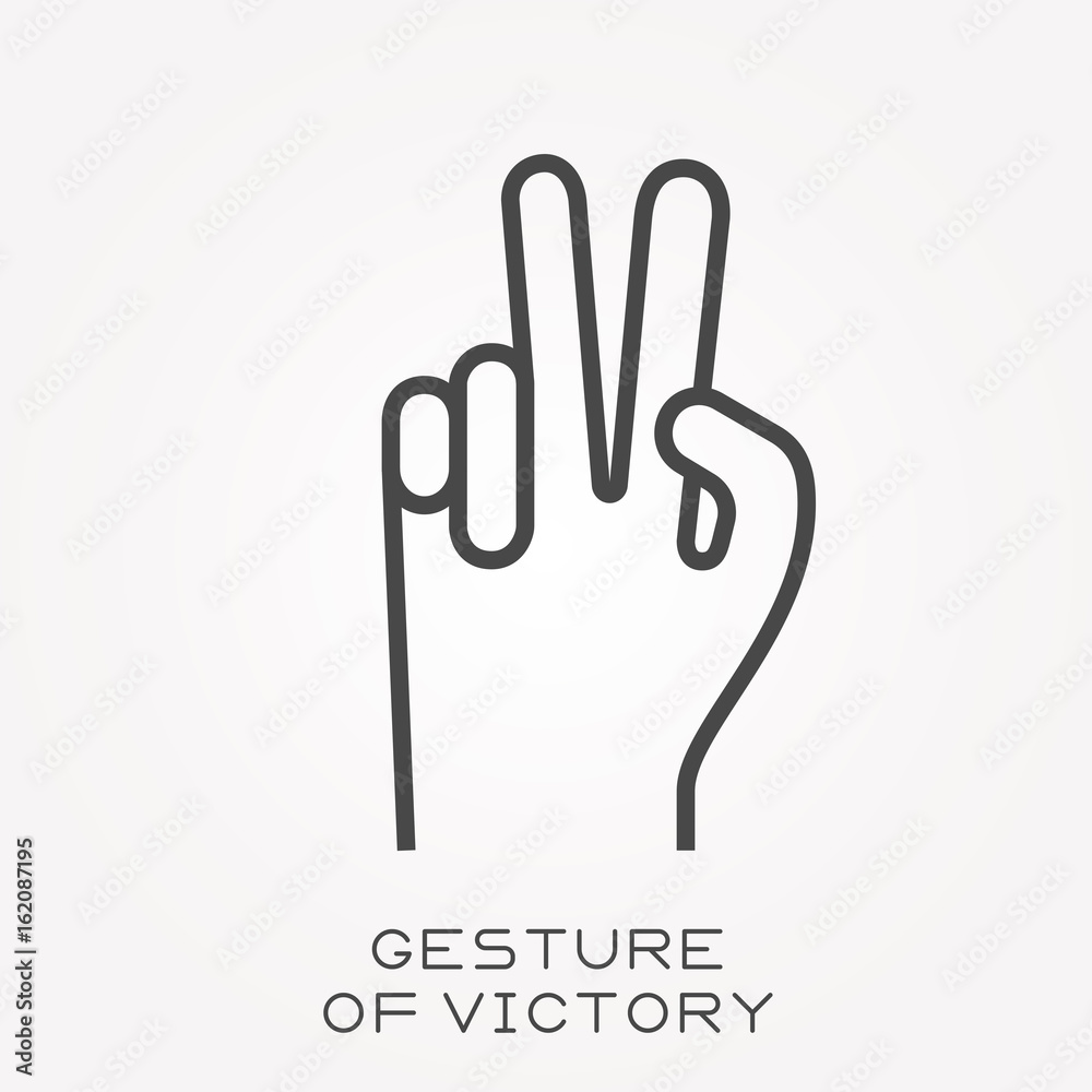 Line icon gesture of victory Line icon gesture of victory
