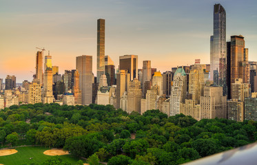 Canvas schilderij Central Park Skyline boven Central Park South  © eileen10
