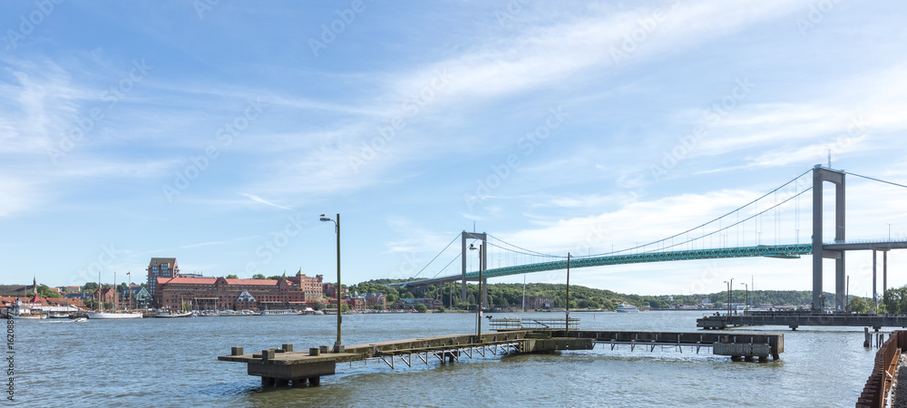  Panoramic view over the area round the entrance to gothenburg from sea with the Alvsborgs bridge and roda sten area.