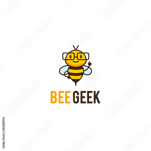 Geek bee mascot logo.