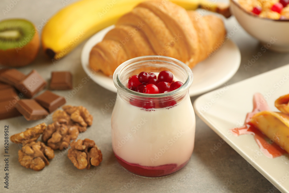 Tasty breakfast on table Tasty breakfast on table