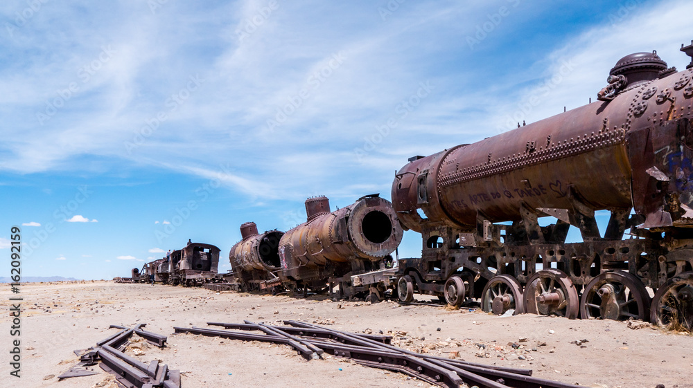 Railroad graveyard in Uyuni Bolivia