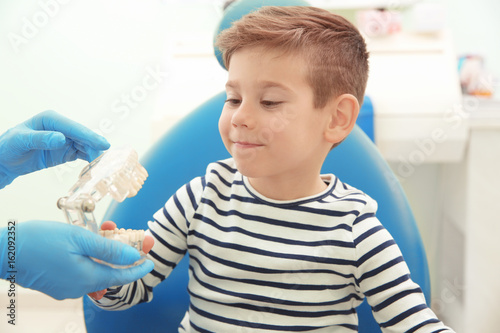 Dentist showing little boy ...