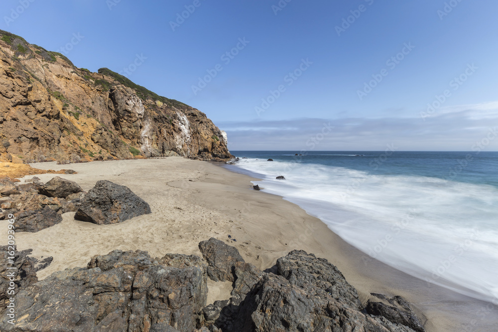 Pirates Cove with motion blur water near Point Dume in Malibu, California.