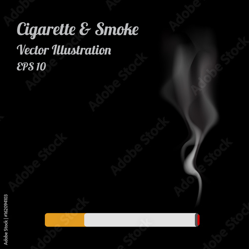 Isolated Cigaratte and Smoke on Black Background