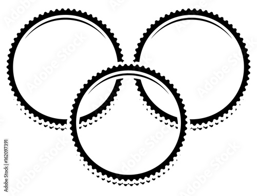 Icon / symbol / element with overlapping gear shapes. Three gears composition for industry, development, manufacturing, factory, repair, maintenance or related concepts. Maintenance, repair icon.