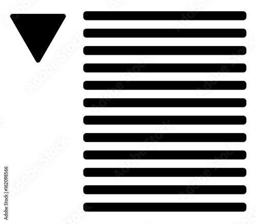 Dropdown list symbol. Lines of text with arrow symbol
