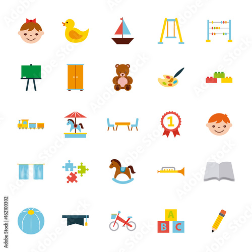 icons set kinder garten vector illustration design graphic