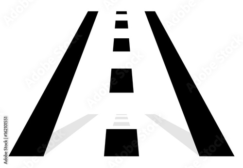 Road symbol, road icon. Straight road in perspective. Traffic, transportation, driving concept icon