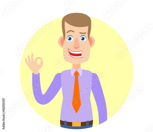 Businessman showing a okay hand sign