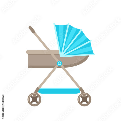 Baby stroller. Isolated on white. Vector illustration.
