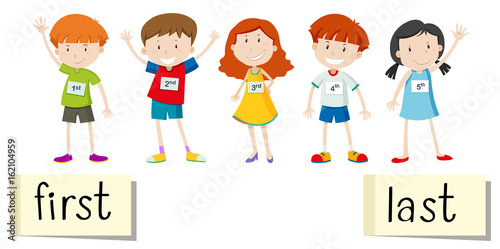 Opposite wordcard for first and last