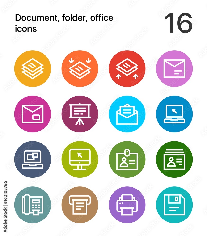 Colorful Document, folder, office icons for web and mobile design pack 4