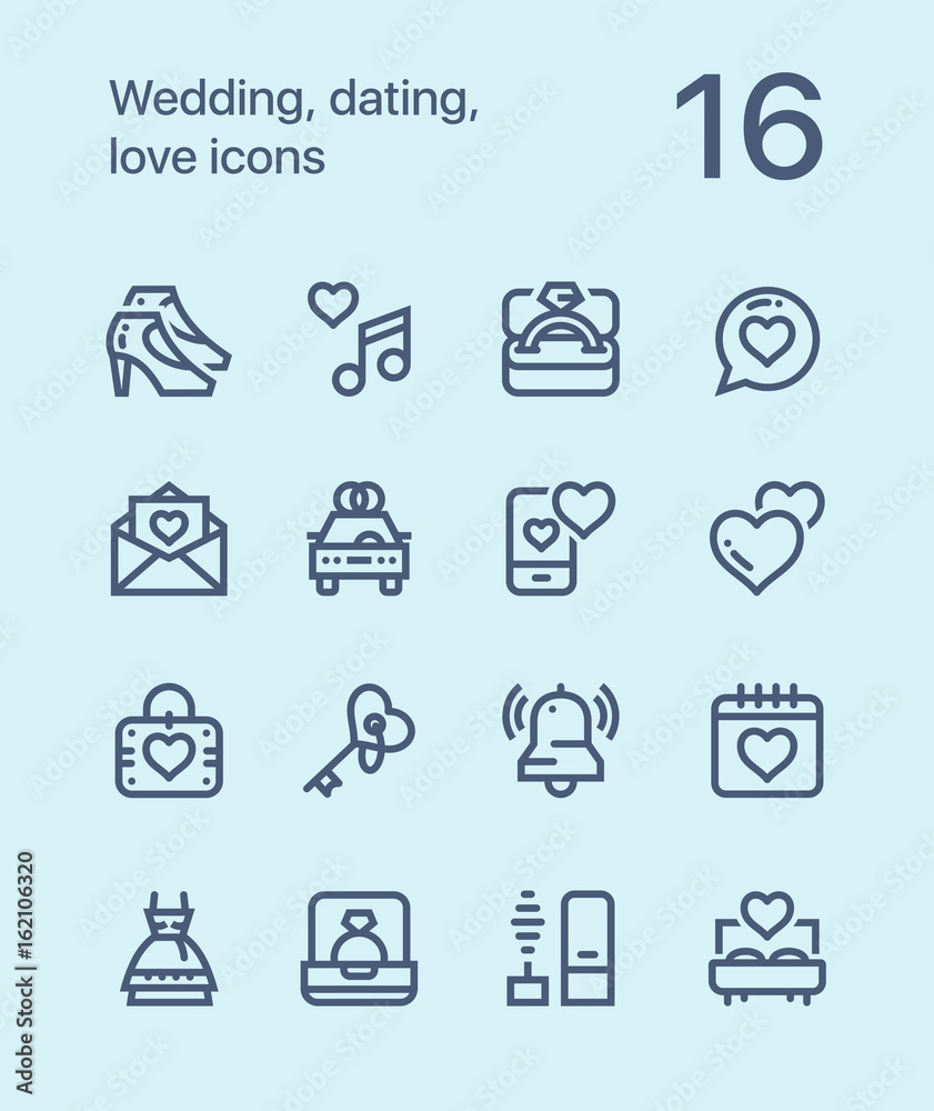 Outline Wedding, dating, love icons for web and mobile design pack 2