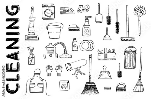Cleaning Tools. Vector Illustration.