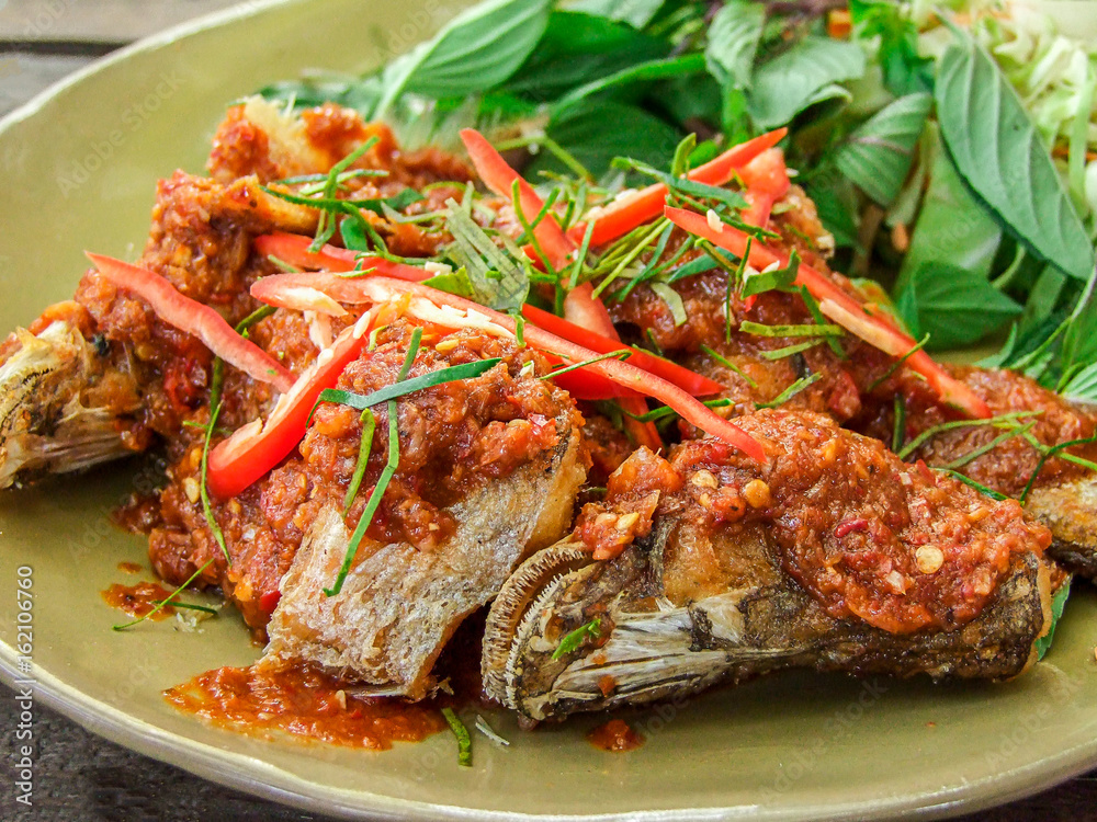 Deep fried fish in spicy sauce Deep fried fish in spicy sauce