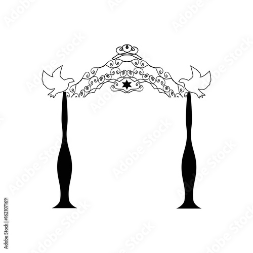 Vintage graphic Chuppah. Religious Jewish wedding canopy for. illustration on isolated background