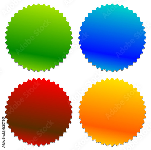 Starburst shaped badge, button shape with copyspace. Abstract badge, button or tag, label element