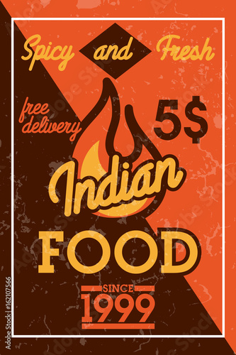 Color vintage indian food banner