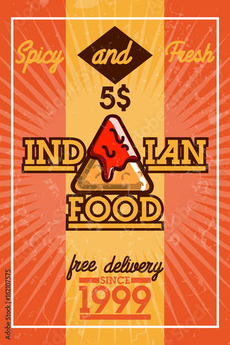 Color vintage indian food banner