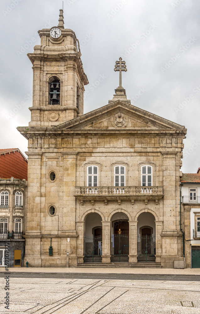 Basilica Sao Pedro at the sqaure Largo do Toural in Guimaraes ,Portugal