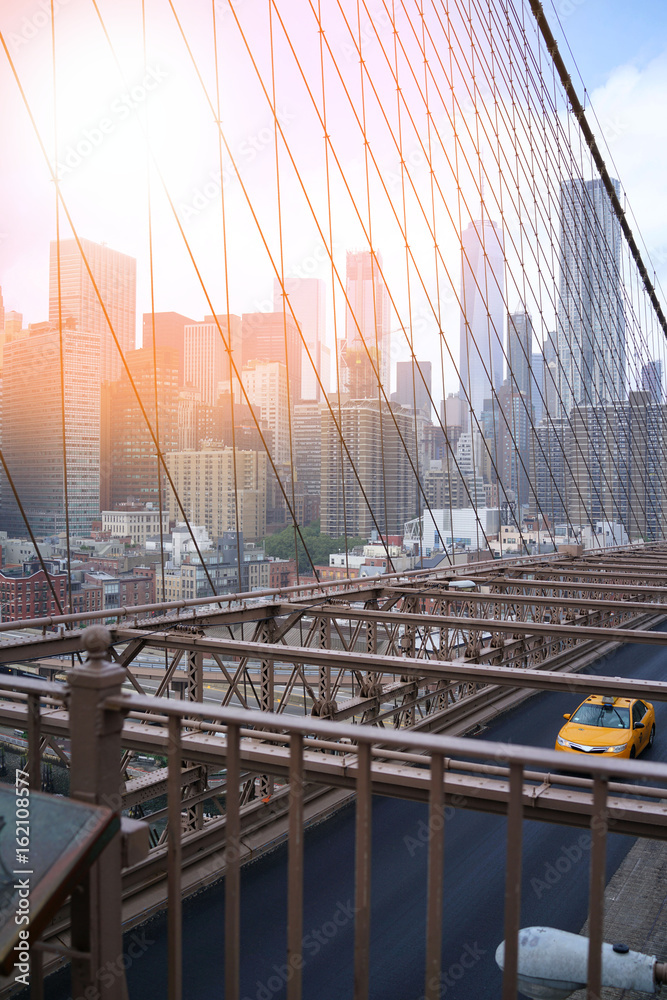 Naklejka premium View of Manhattan from Brooklyn bridge