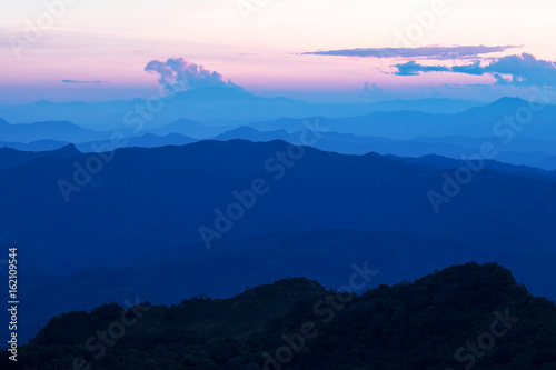 Sunset at Doi Luang Chiang Dao Mountain, Chiang Mai Province, Thailand.