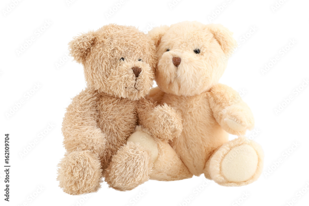 Light brown teddy bears  isolated on white background.