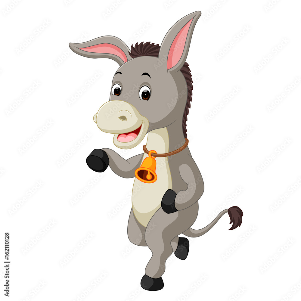 Cute donkey cartoon waving hand Cute donkey cartoon waving hand