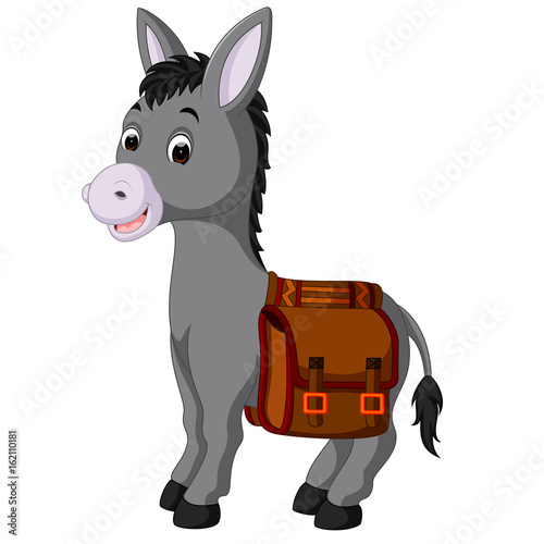 donkey carries a bag