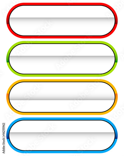 Button or banner elements. Colorful label, tag for your messages. Abstract rectangular button shape, button background series