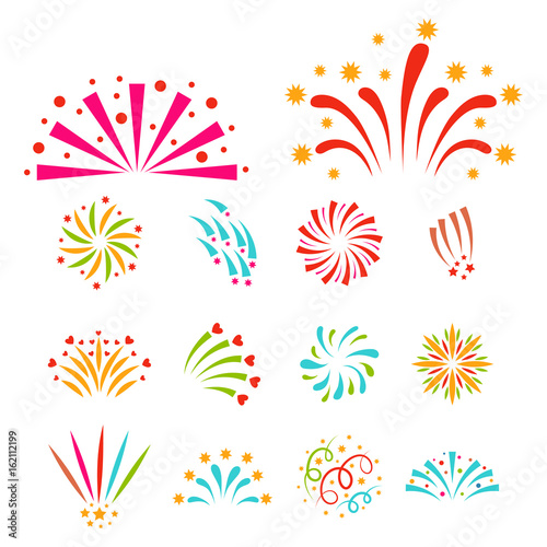 Firework vector illustration celebration holiday event night explosion light ...