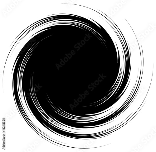 Radial lines with rotating distortion. Abstract spiral, vortex shape, element