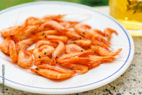 plate with shrimps