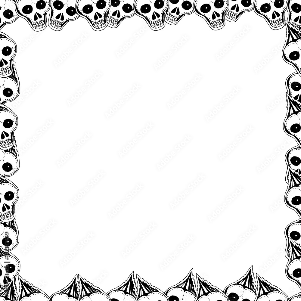 Skulls and bones. Vector cute hand drawn frame. Skulls and bones. Vector cute hand drawn frame.