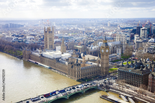 Canvas Print aerial view of Big Ben and London city