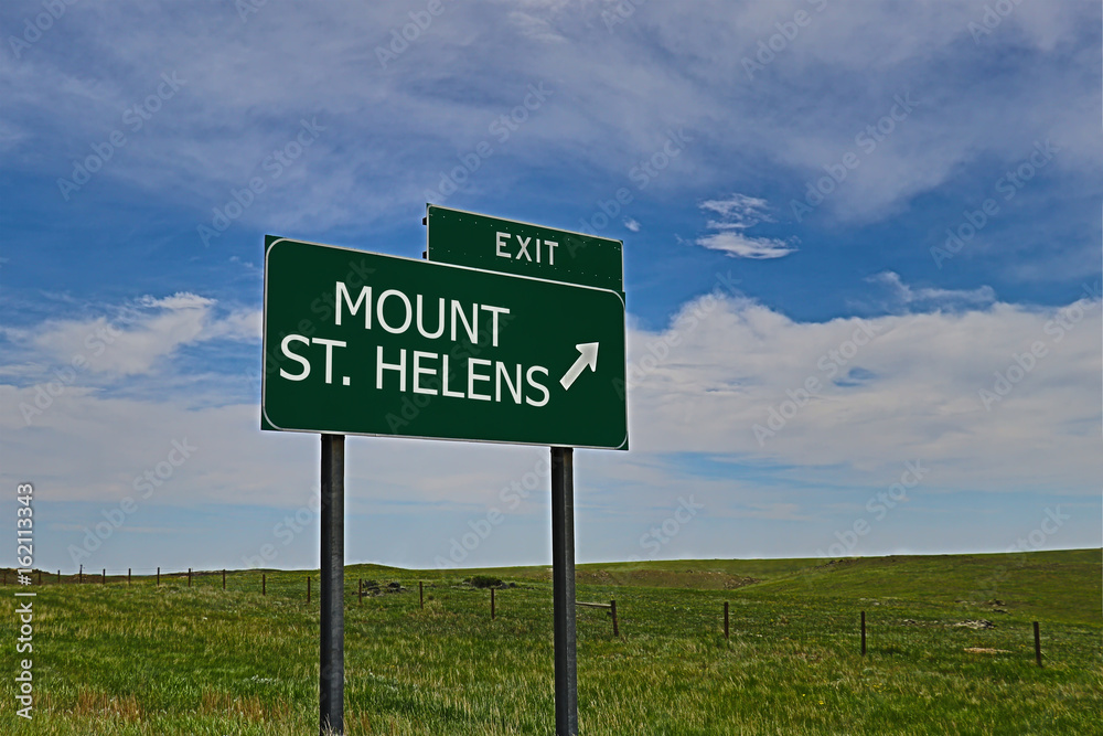 US Highway Exit Sign for Mount St. Helens