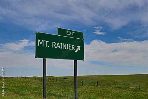 US Highway Exit Sign for Mt. Rainer