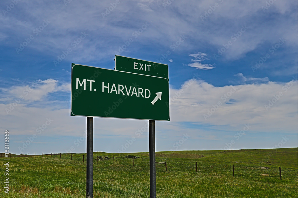 US Highway Exit Sign for Mt. Harvard