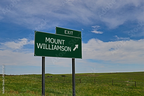 US Highway Exit Sign for Mount Williamson