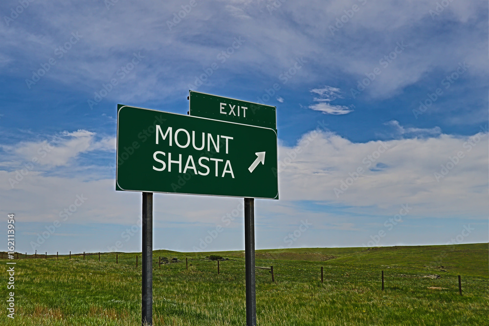 US Highway Exit Sign for Mount Shasta