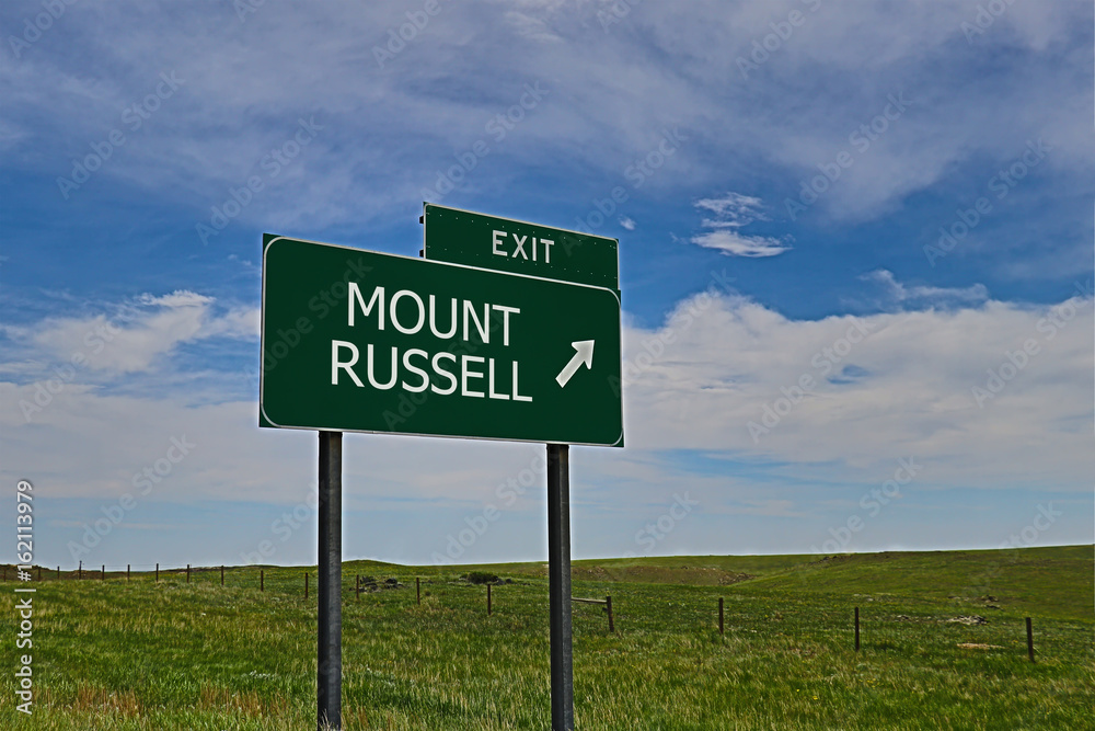 US Highway Exit Sign for Mount Russel