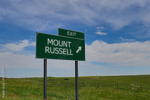 US Highway Exit Sign for Mount Russel