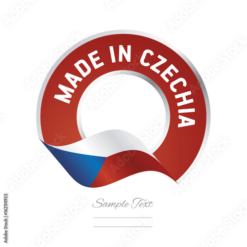 Made in Czechia flag red color label button banner