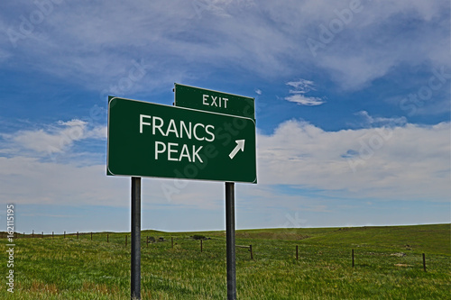 US Highway Exit Sign for Francs Peak